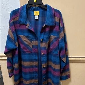 NWT Ruby Rd. Women's Long Sleeve Button-up colorful striped pattern Shirt Jacket